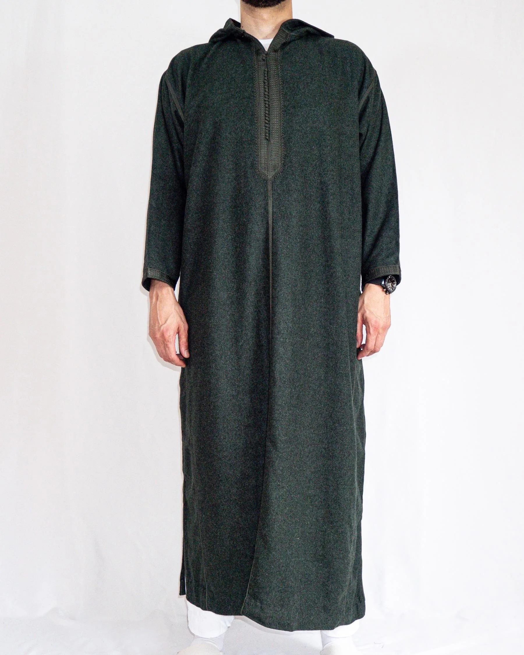 djellaba hiver vert émeraude avant
