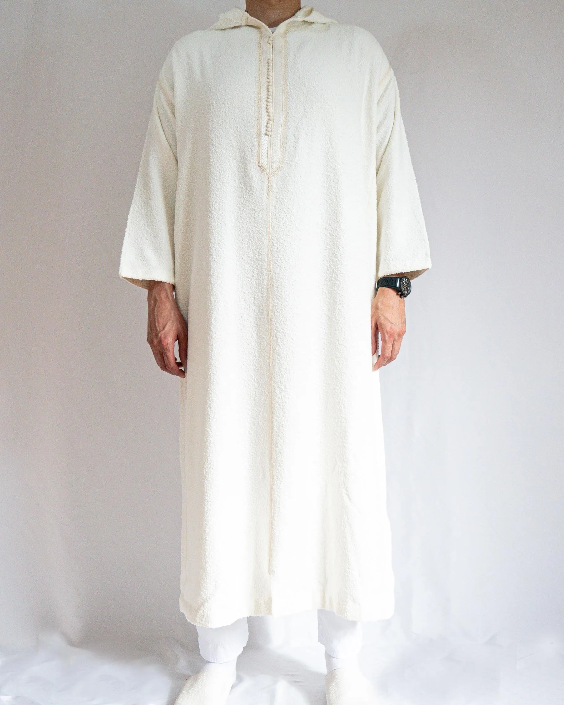 djellaba laine blanc avant