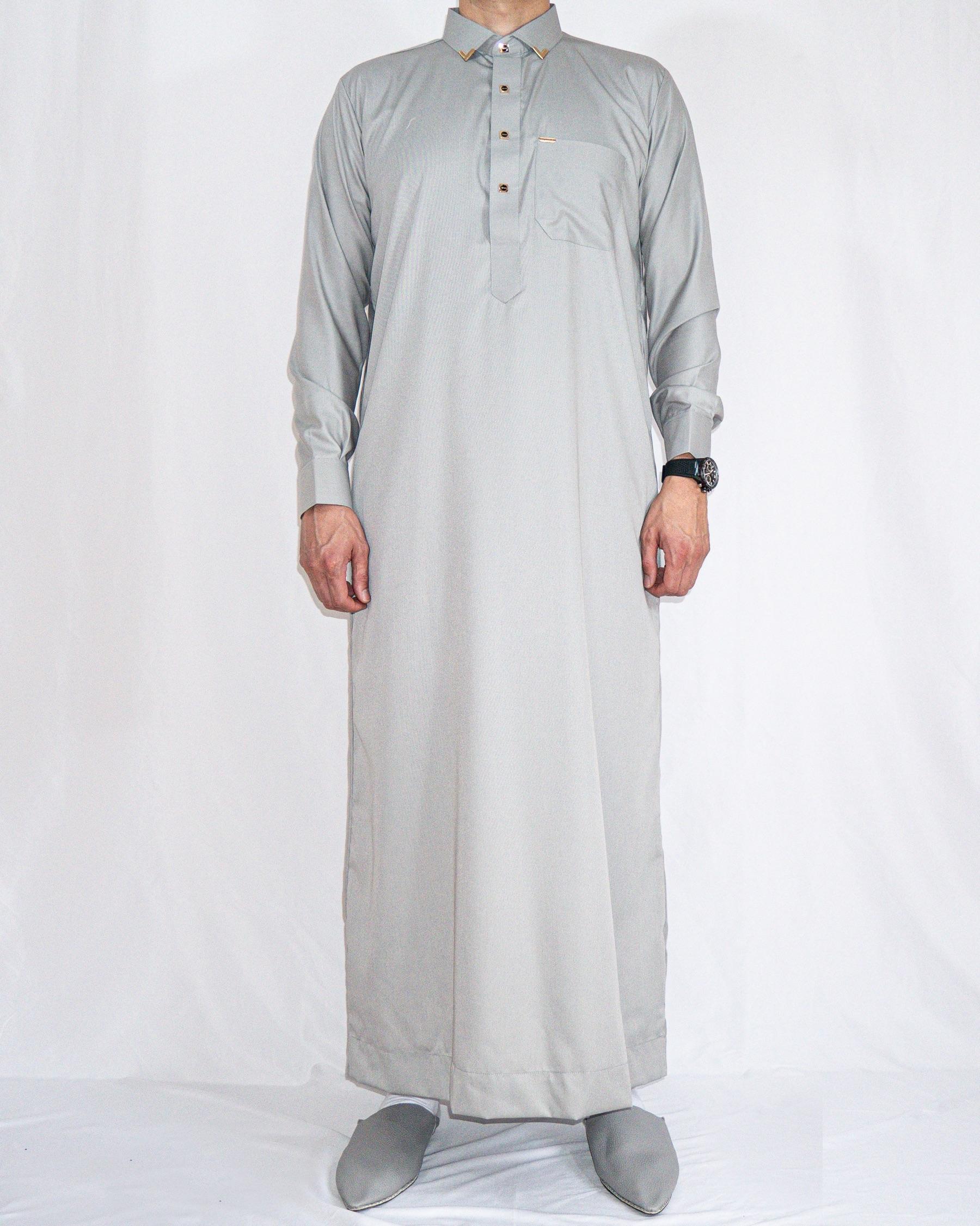 qamis qatari gris avant
