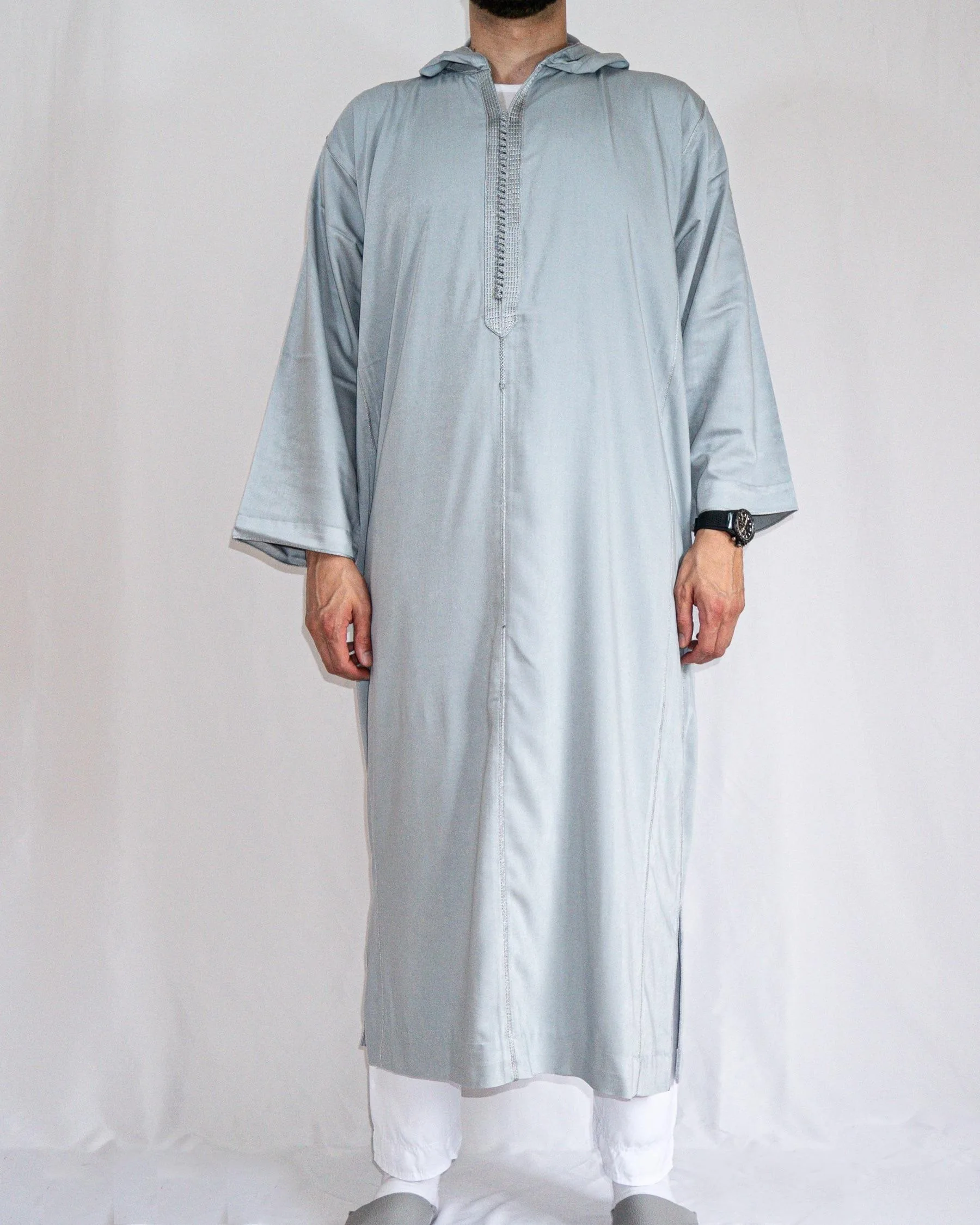 Djellaba royale bleu ciel avant