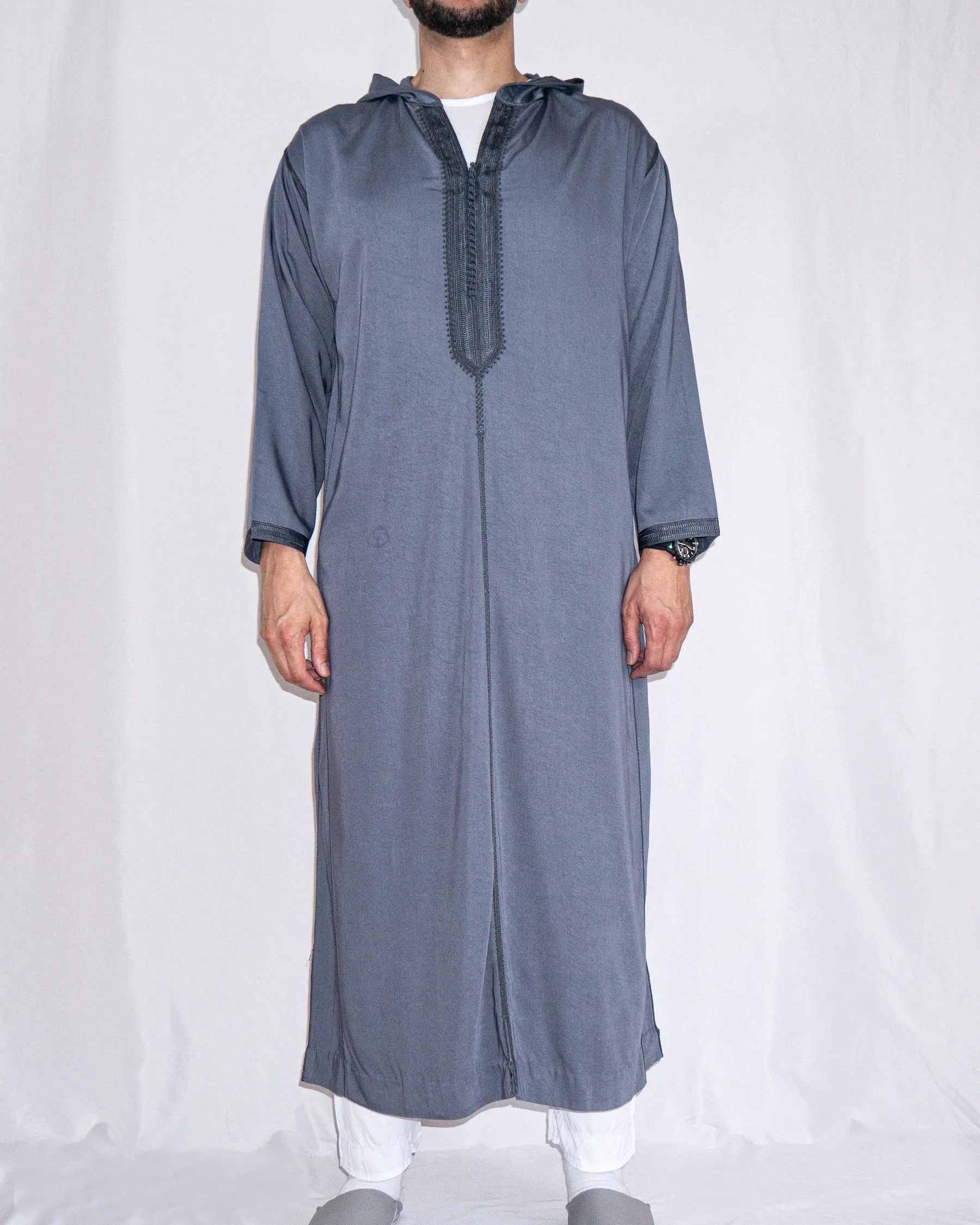 Djellaba royale bleu gris avant