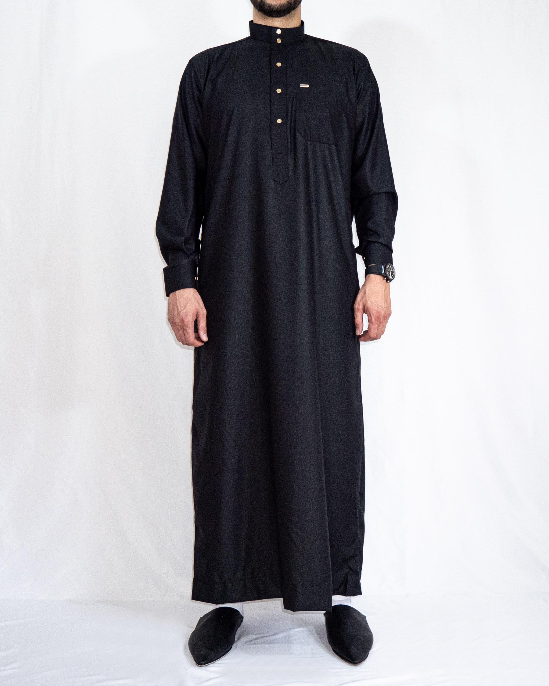 qamis saoudien noir avant