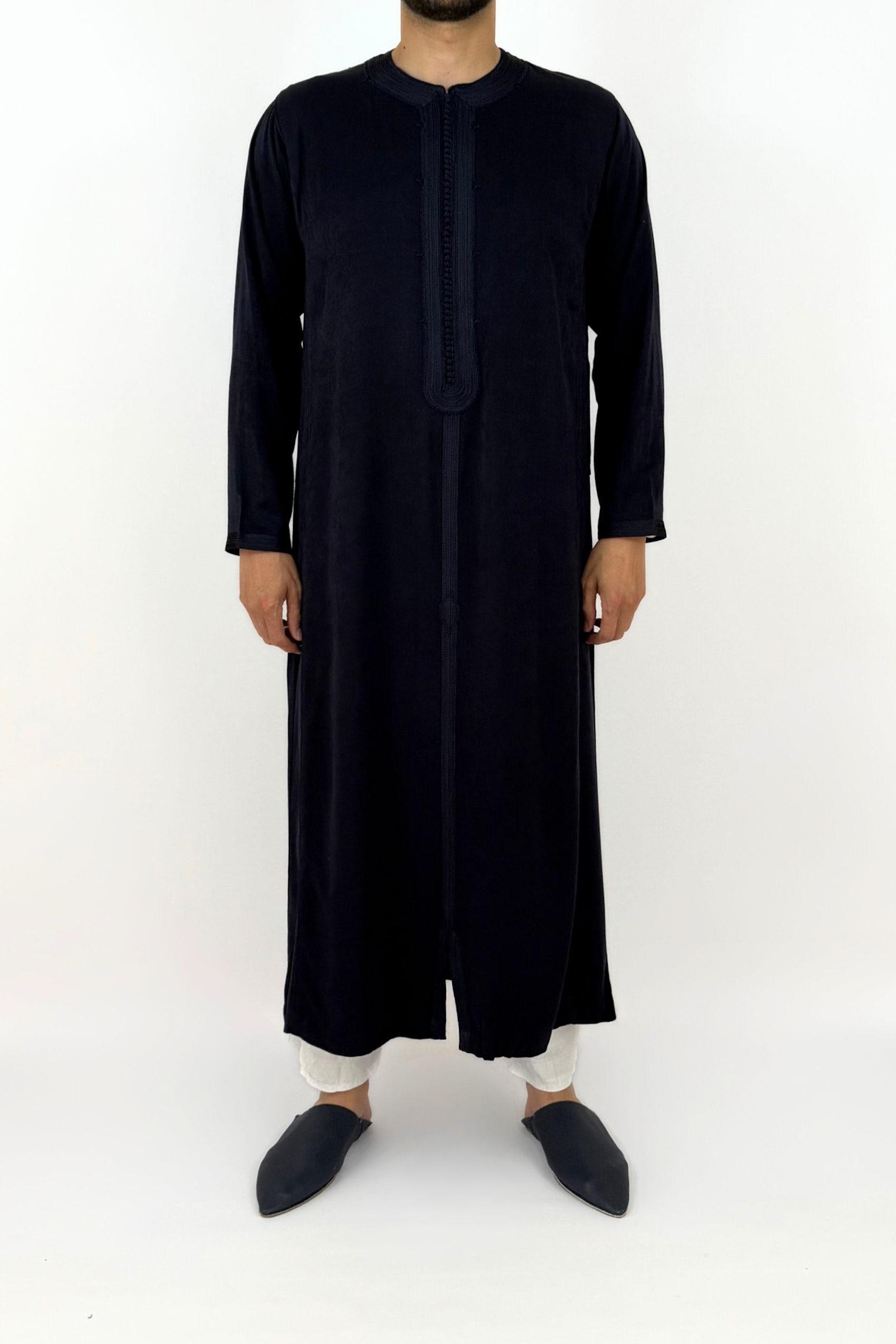 Caftan Homme Peau de Pêche - Bleu Foncé, XXL
