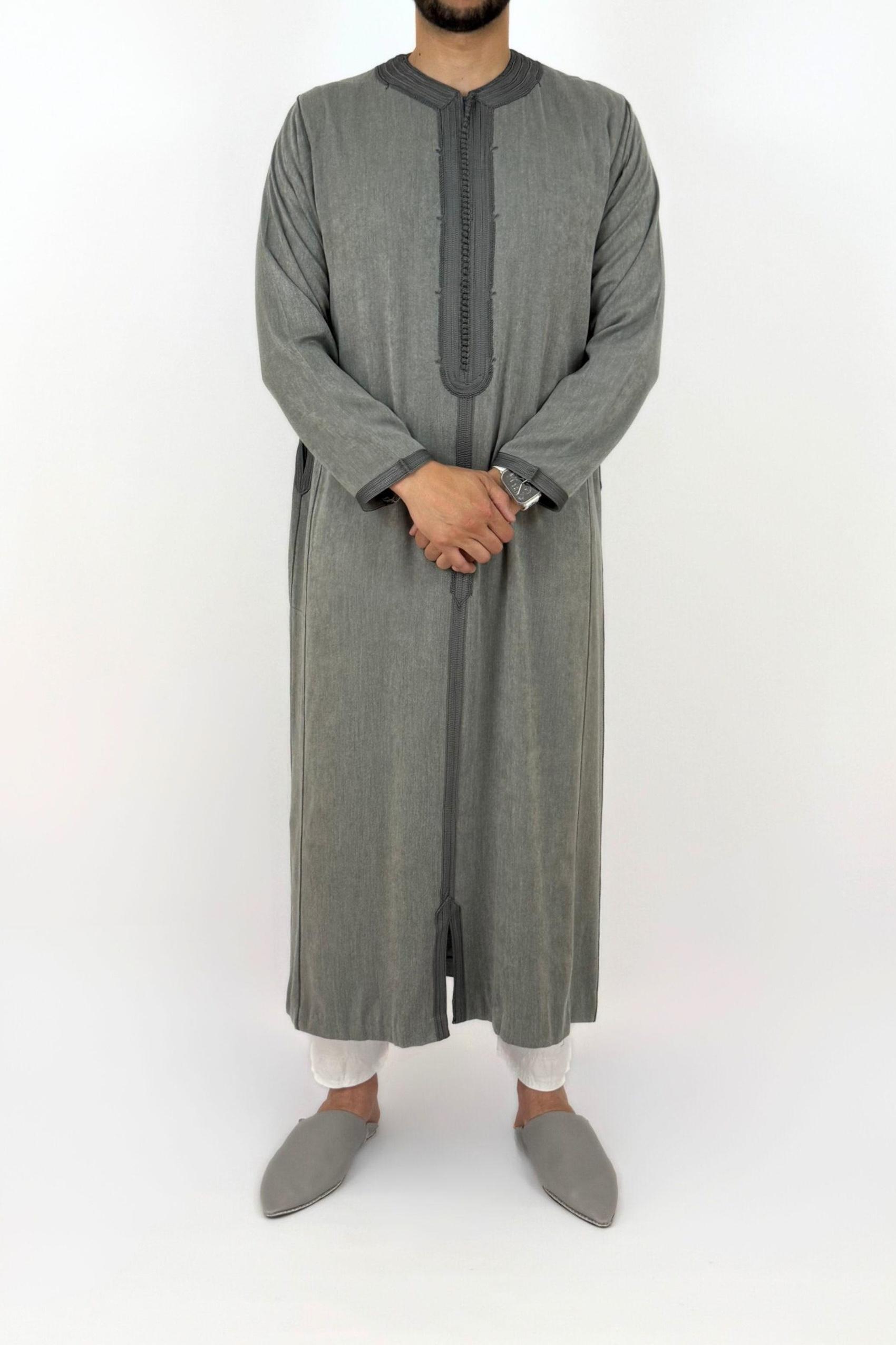 Caftan Homme Peau de Pêche - Gris, XXL