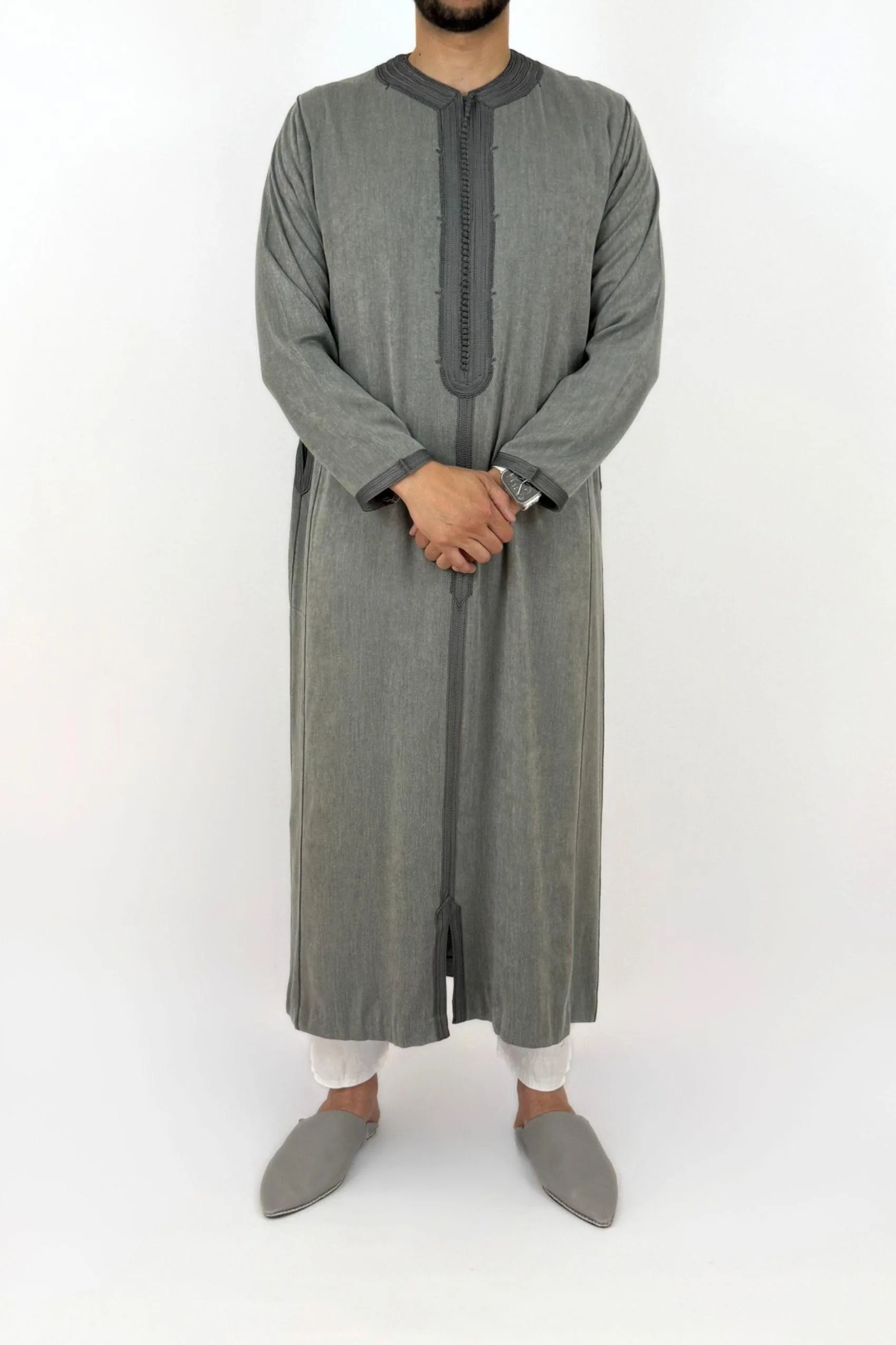 Caftan Homme Peau de Pêche Gris