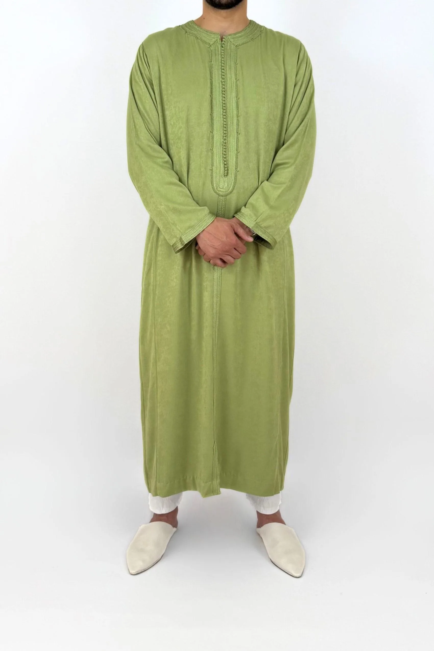 Caftan Homme Peau de Pêche Vert émeraude