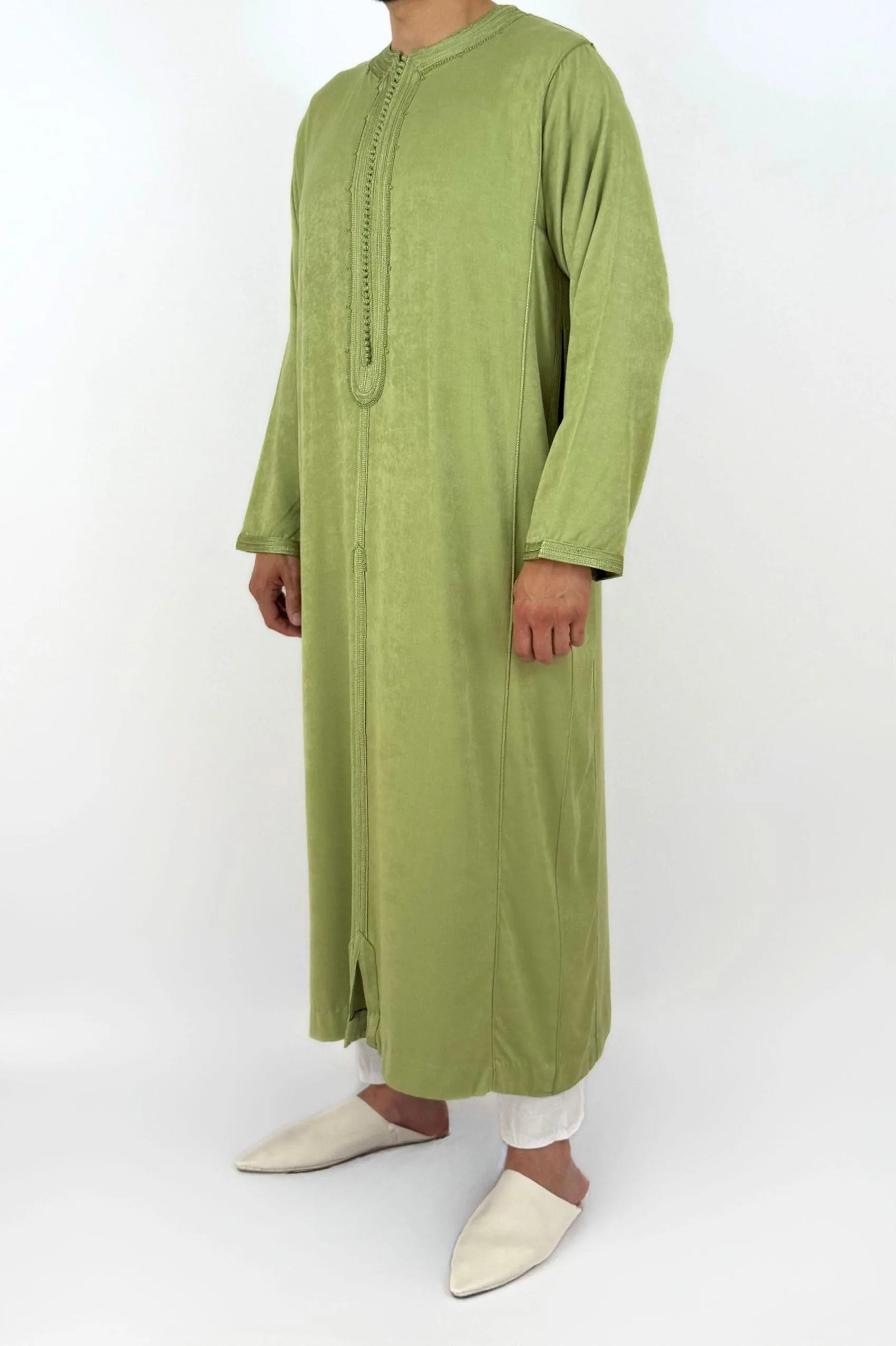 Caftan Homme Peau de Pêche Vert émeraude