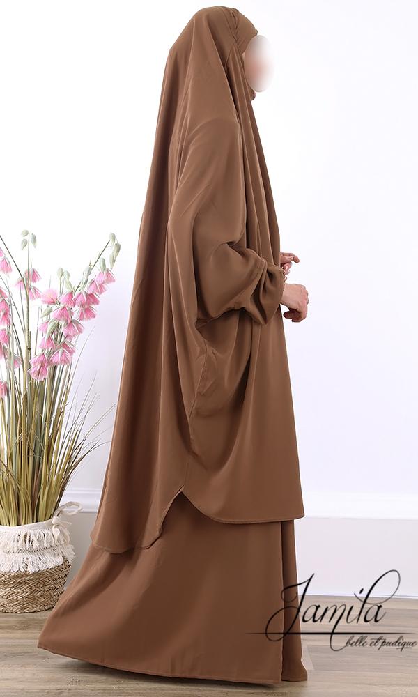 Jilbab Jupe 2 Pièces – Marque Jamila | Tissu Wool Peach Microfibre Léger