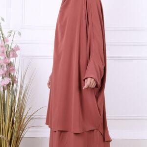 Jilbab Jupe 2 Pièces – Marque Jamila | Tissu Wool Peach Microfibre Léger