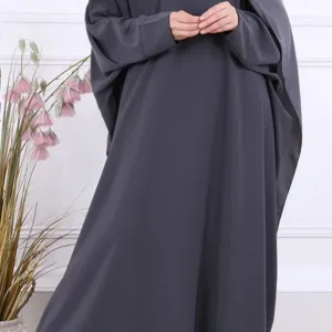 Abaya Jamila manches papillon gris anthracite