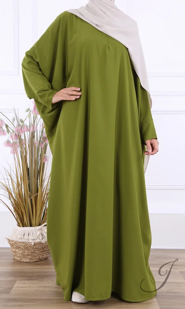 Abaya Jamila manches papillon vert