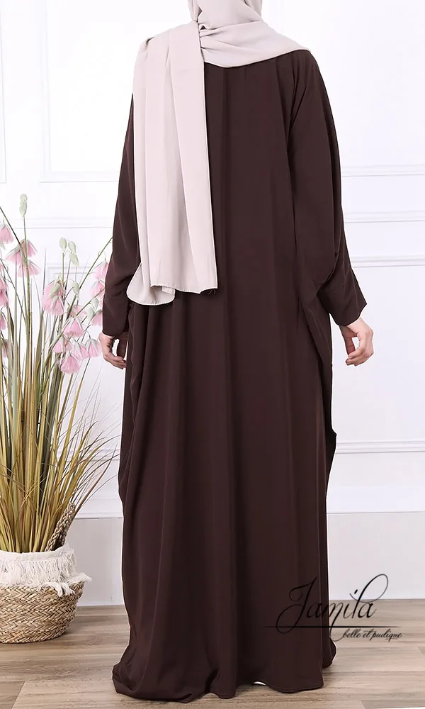 Abaya Jamila manches papillon marron