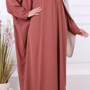Abaya Jamila manches papillon saumon
