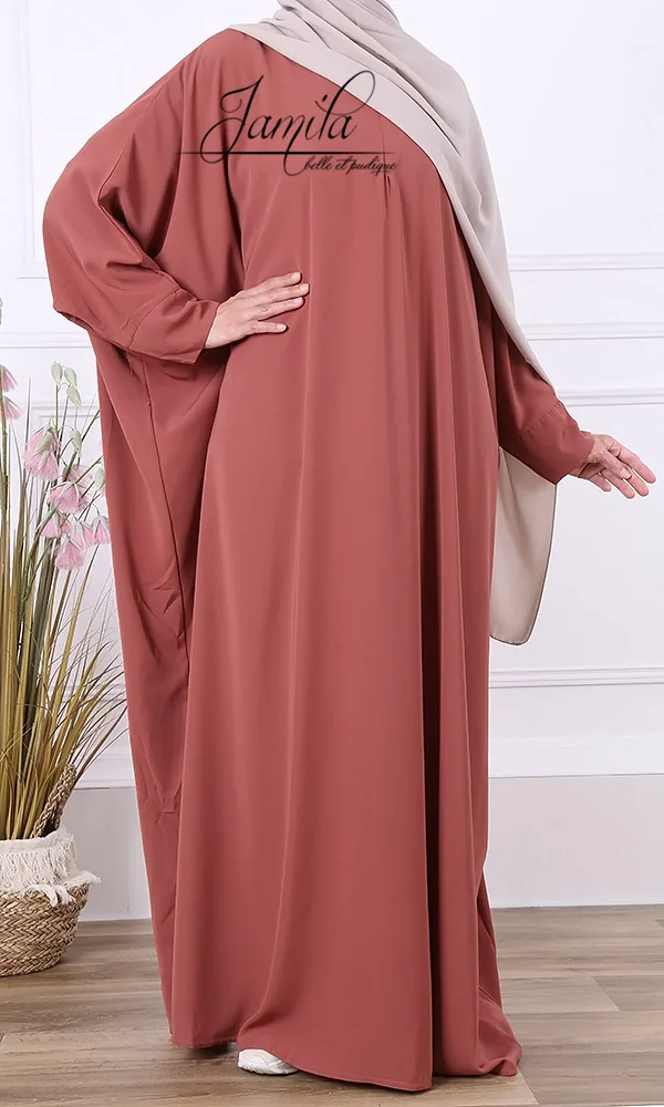 Abaya Jamila manches papillon saumon