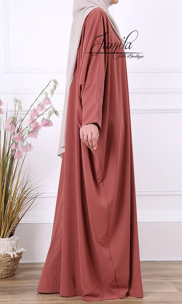 Abaya Jamila manches papillon saumon