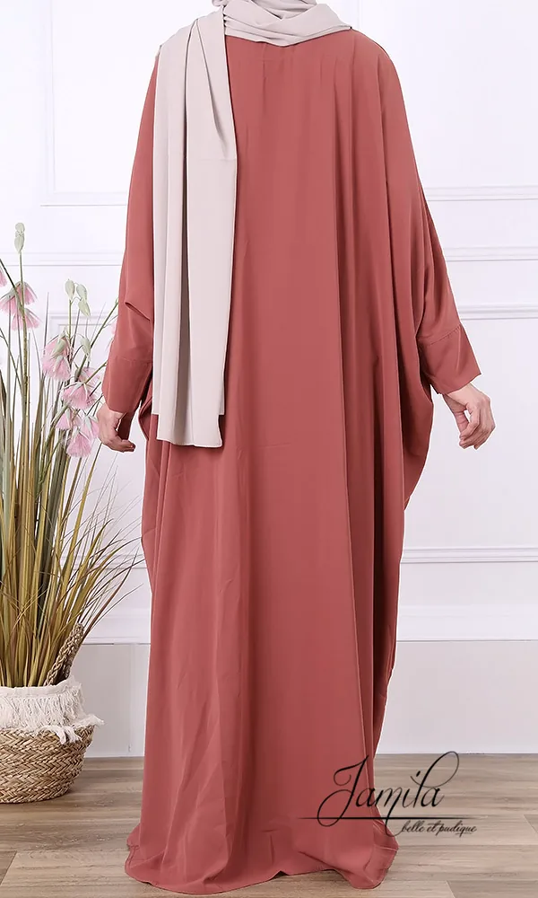 Abaya Jamila manches papillon saumon
