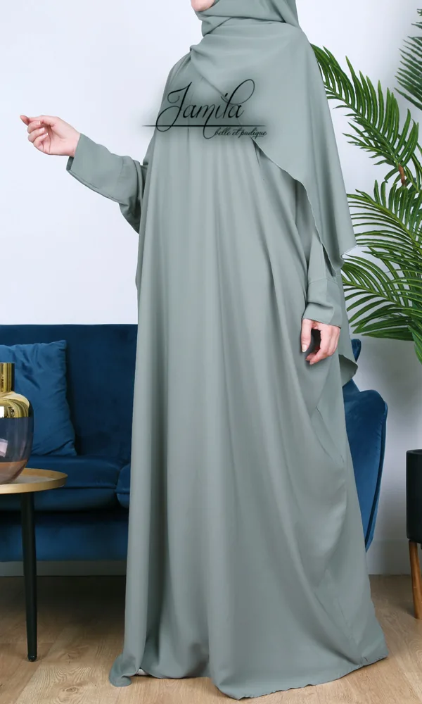 Abaya Jamila manches elastiques kaki clair