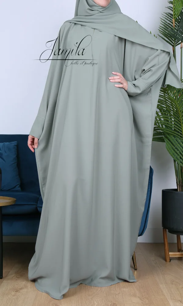 Abaya Jamila manches elastiques kaki clair