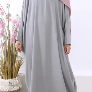 Abaya Jamila manches papillon gris clair