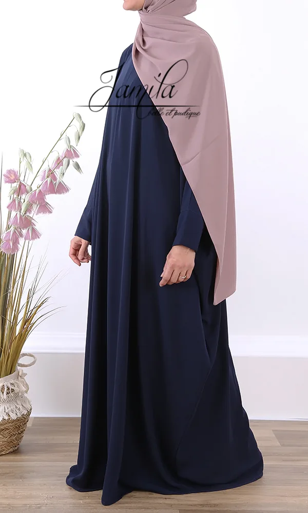 Abaya Jamila manches papillon bleu nuit