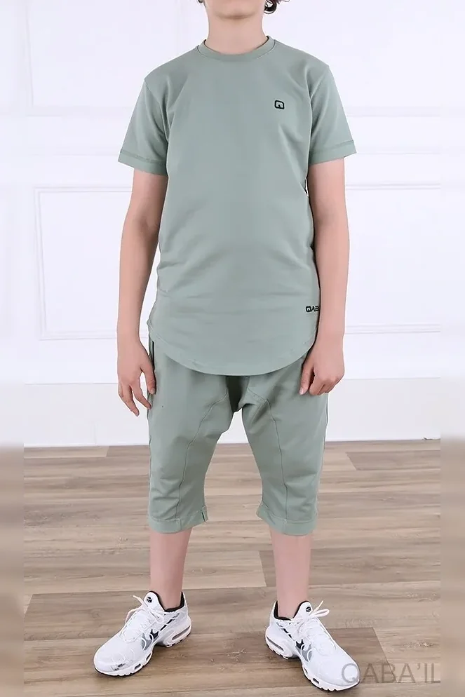 Ensemble qaba'il nautik enfant vert amande