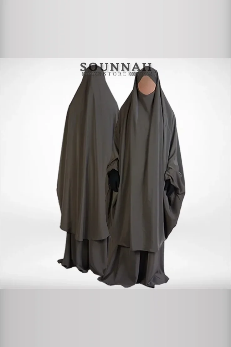 Jilbab/Jilbeb 2 pièces jupe taupe Al Manassik
