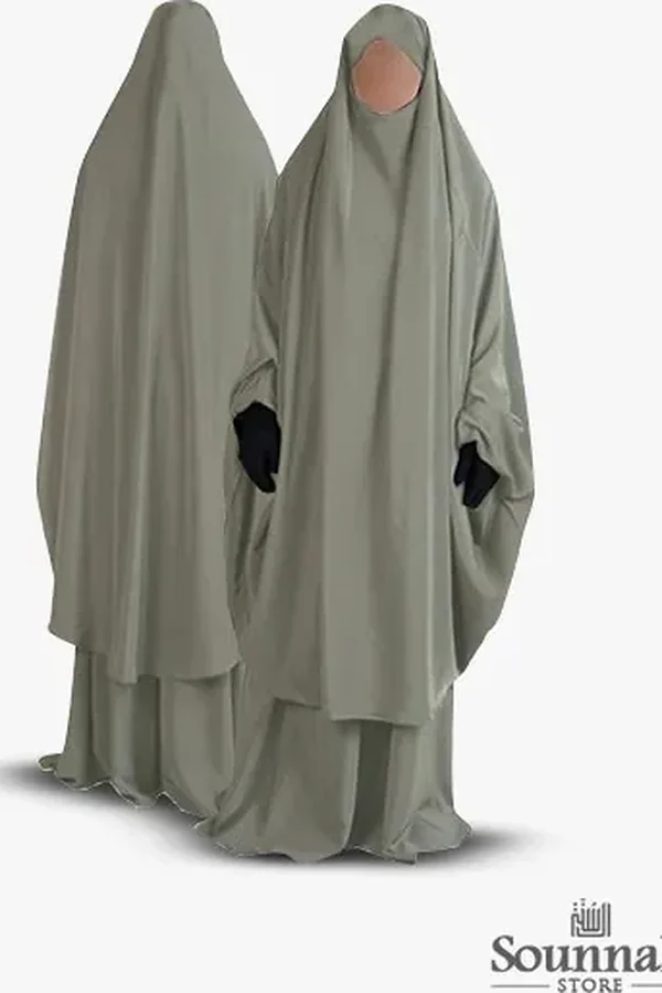 Jilbab/Jilbeb 2 pièces jupe vert clair Al Manassik