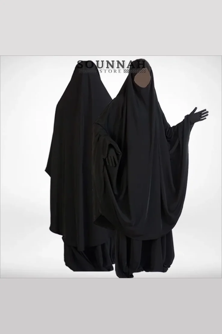 Jilbab/Jilbeb 2 pièces sarouel noir Al Manassik
