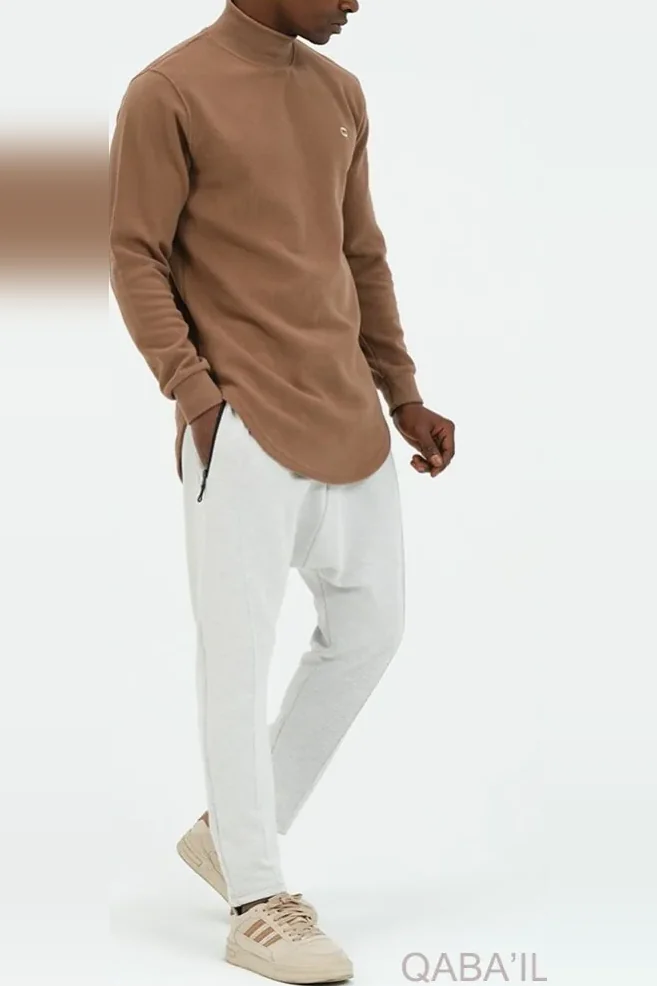 Pull col montant qaba'il taupe