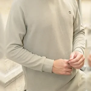 Pull col montant qaba'il kaki clair