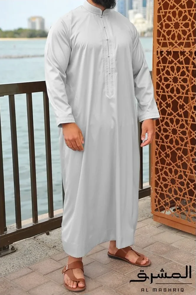 Qamis bahreini Al mashriq gris clair