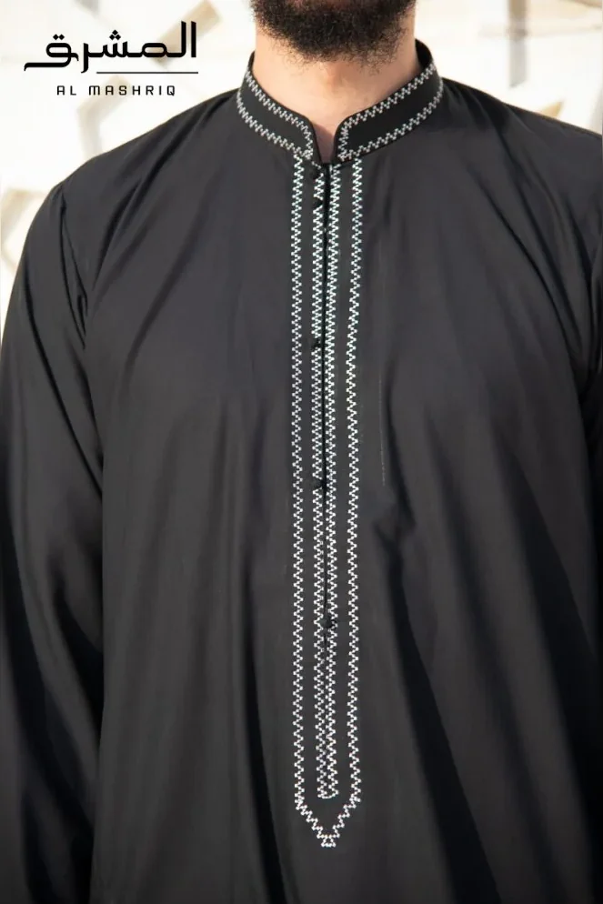 Qamis bahreini coton " Al mashriq " noir