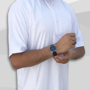 Qamis Emirati Blanc Manches Courtes Al mashriq