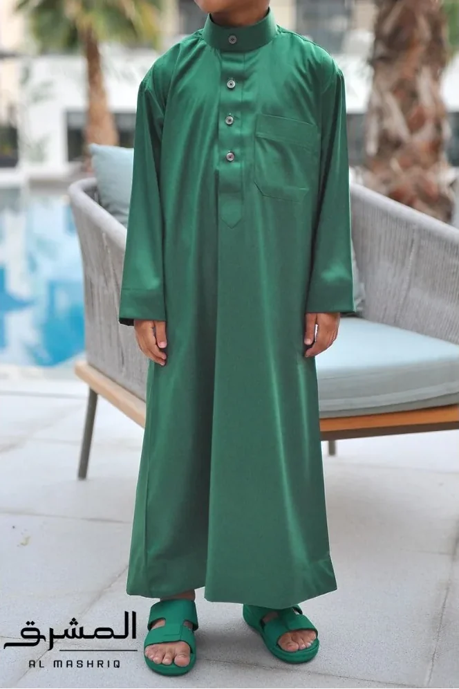 Qamis saoudien enfant Al mashriq vert
