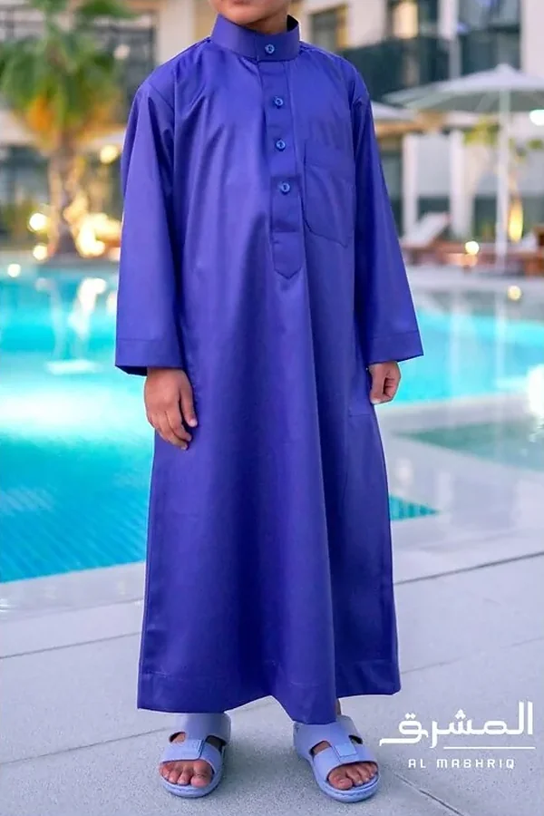 Qamis saoudien enfant Al mashriq bleu roy