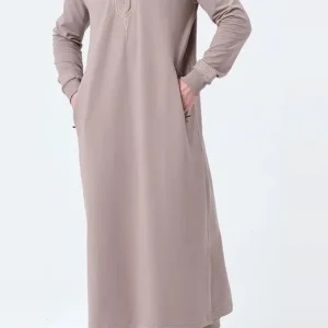 Qamis qabail brodé Sham taupe