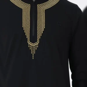 Qamis qabail brodé Sham noir