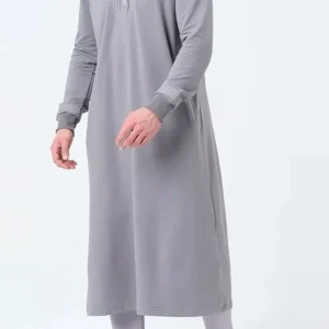Qamis qabail brodé Sham gris