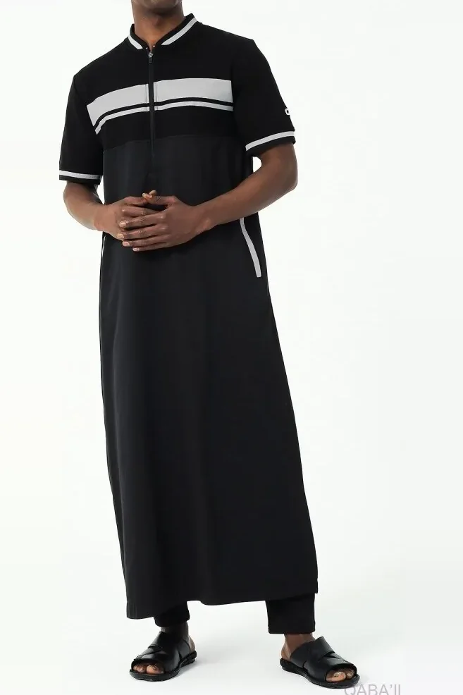 Qamis qabail navy noir et gris