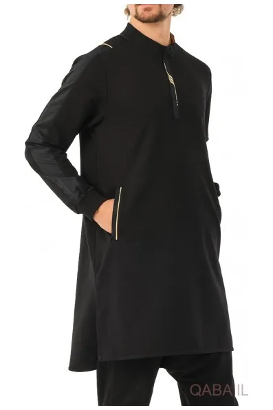 Qamis qaba'il qc Subtil noir et or