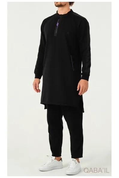 Qamis qaba'il qc Subtil noir et violet