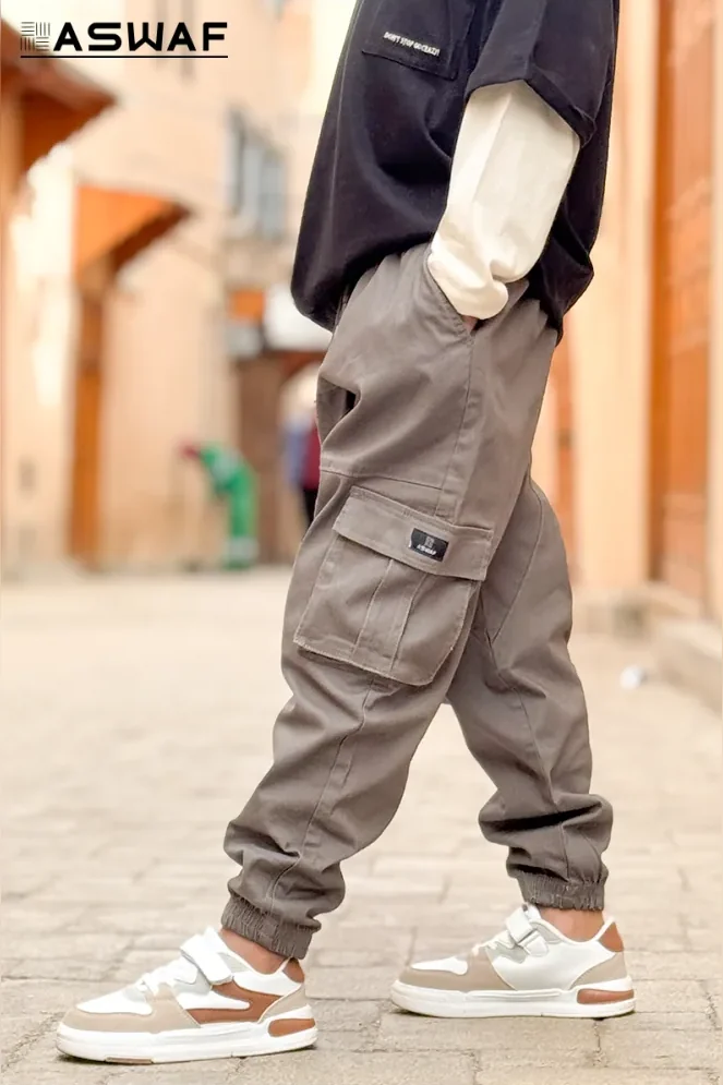 Sarouel cargo enfant ASWAF kaki