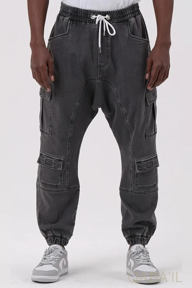 Sarouel jean cargo strech Qabail Gris