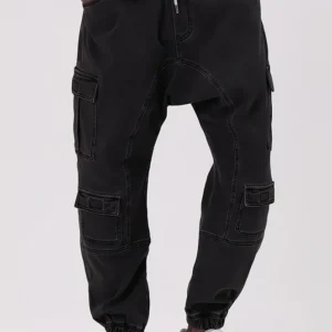 Sarouel jean cargo strech Qabail noir