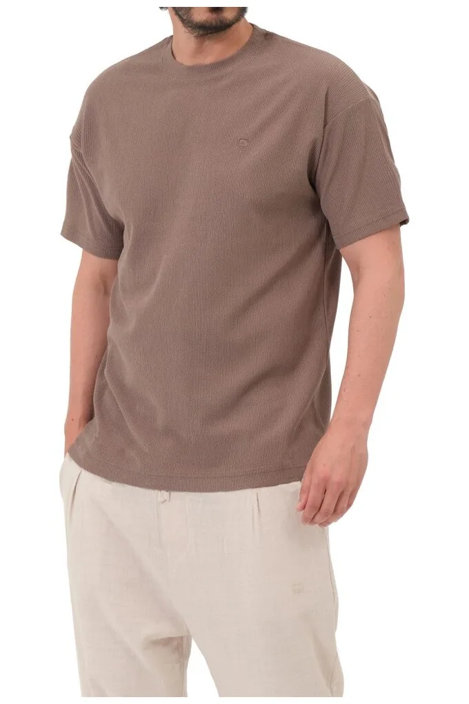 Tee shirt qabail waffle taupe